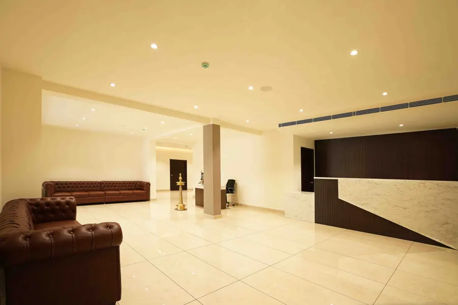The lobby lounge with Chesterfield sofas